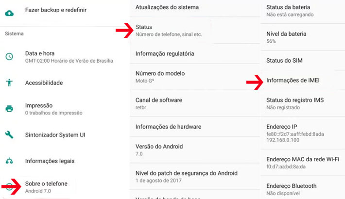 Tela config celular
