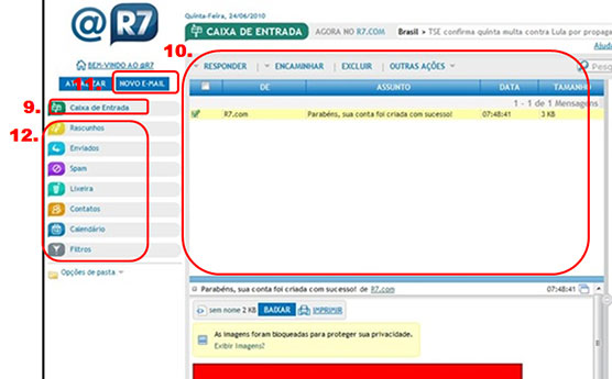 caixa de entrada do email r7