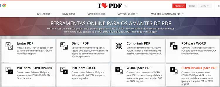 Comprimir PDF Site Ilovepdf.com