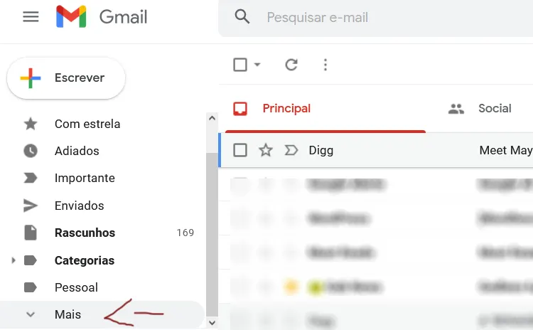 PASSO 1: Clicar na opção 'Mais'