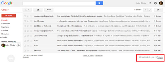 saber quem entrou email gmail