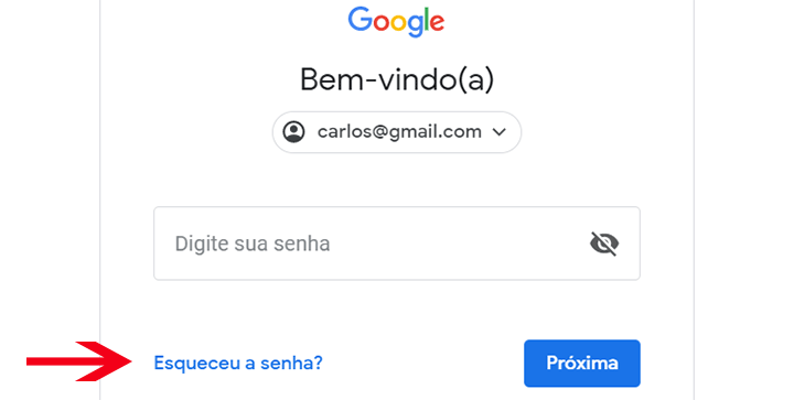 Tela esqueceu senha Gmail